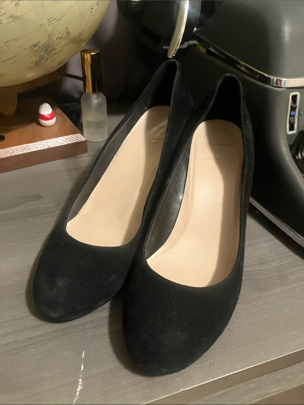 Cole Haan Black Suede Round-Toe Pumps